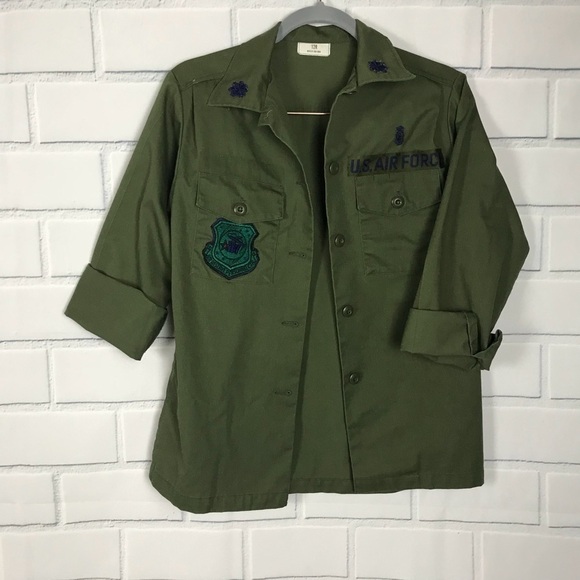 Military Patches Utility Olive Green Shirt Jacket - Picture 1 of 6